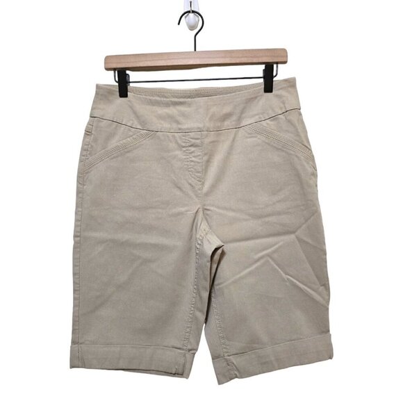 Westbound Petites Tan Stretch Rayon Blend Bermuda Shorts Sz 14P - Picture 1 of 8